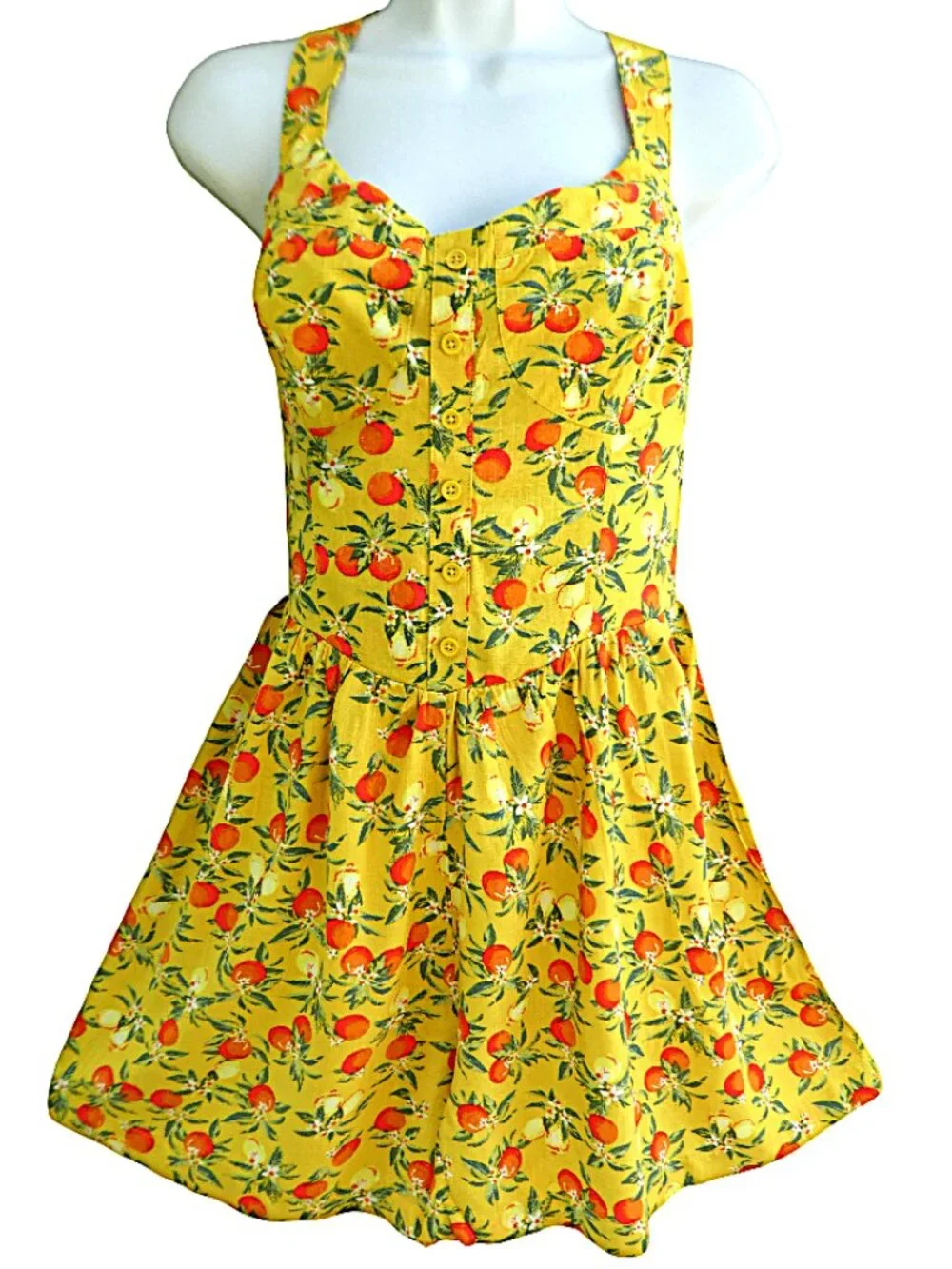 Citrus Fruit Yellow Romper Wild Fable Bright Oranges Blossoms Wide Leg Shorts M